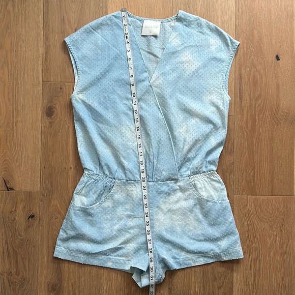 LINE & DOT Light Blue Tie-Dye Punched Holes Romper - Small - Picture 6 of 13